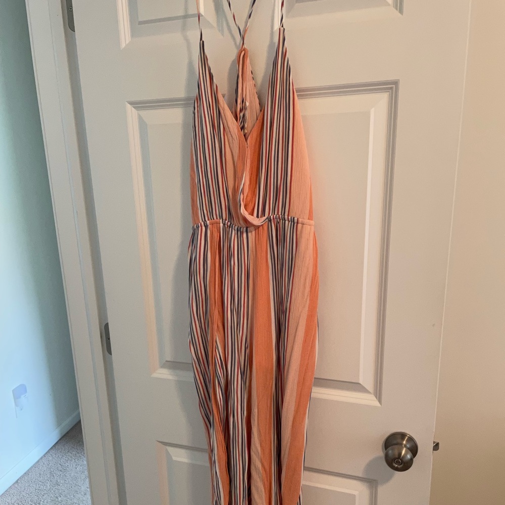 American Threads Multi-color Linen Jumpsuit